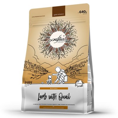 Корм для щенков CRAFTIA Natura для миниатюрных и мелких пород, из ягненка с перепелкой сух. 640г