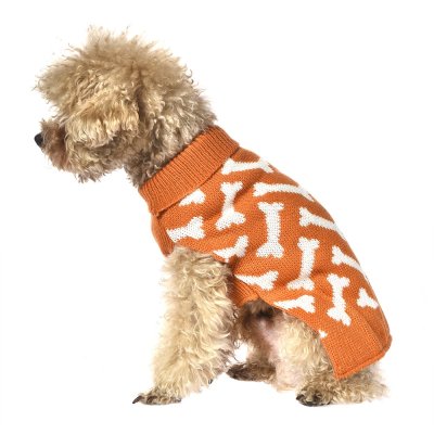 Свитер для собак Foxie Bones оранжевый р. S (длина спины 30см)