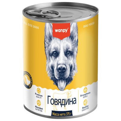 Корм для собак WANPY Dog говядина банка 375г
