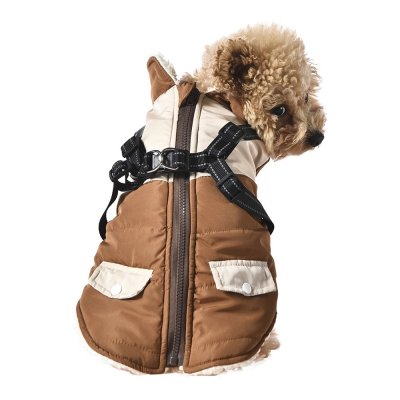 Куртка со шлейкой для собак Foxie Honey cake коричневая р. L (длина спины 40см, обхват груди 57-63см)