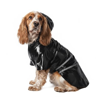 Дождевик для собак Foxie Rain черный с полосами р. M (длина спины 35см)