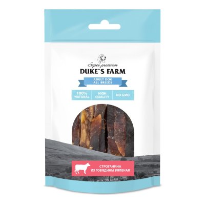 Лакомство для собак DUKE'S FARM Строганина из говядины вяленая 40г