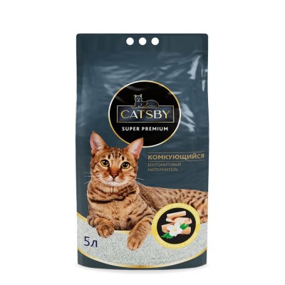 Наполнитель для кошачьего туалета CATSBY Sandalwood&jasmine комкующийся минеральный 5л