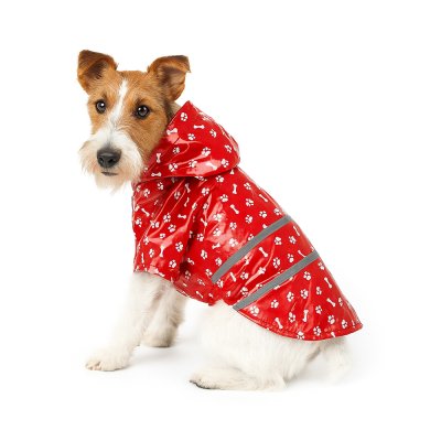 Дождевик для собак Foxie Rain красный с полосами р. XL (длина спины 45см)