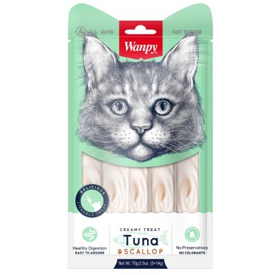 Лакомство для кошек WANPY Cat Нежное пюре из тунца и гребешка 70г