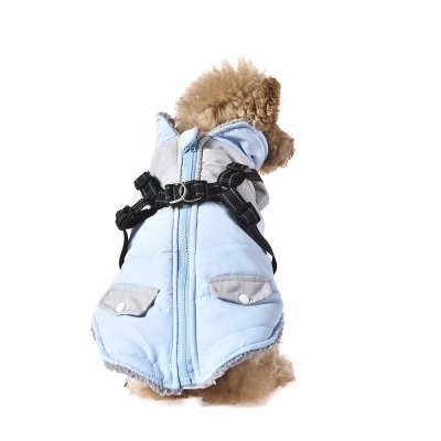 Куртка со шлейкой для собак Foxie Snowstorm голубая р. S (длина спины 30см, обхват груди 47-53см)