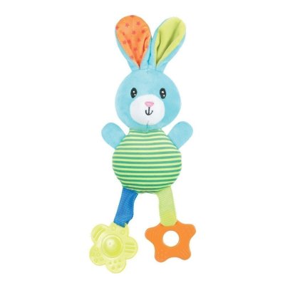 Игрушка для собак ZOLUX Радужный зайка плюшевая с пищалкой и элементами EVA, голубая 29см