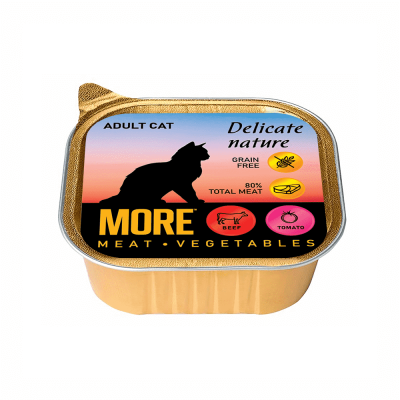 Корм для кошек MORE Delicate Nature паштет с говядиной и томатами ламист. 100г