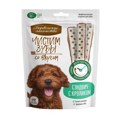 Лакомство для собак ДЕРЕВЕНСКИЕ ЛАКОМСТВА Сэндвич с кроликом 90г