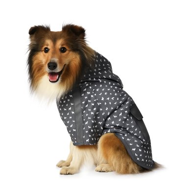 Дождевик для собак Foxie Rain серый с карманом р. M (длина спины 35см)