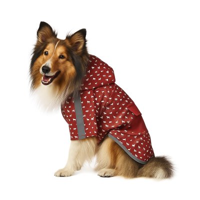 Дождевик для собак Foxie Rain красный с карманом р. M (длина спины 35см)