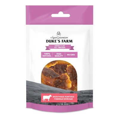 Лакомство для кошек DUKE'S FARM Говяжьи молочные ломтики вяленые 30г