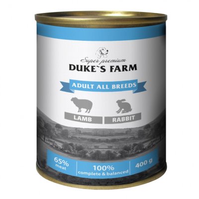 Корм для собак DUKE'S FARM Паштет из ягненка с кроликом банка 400г