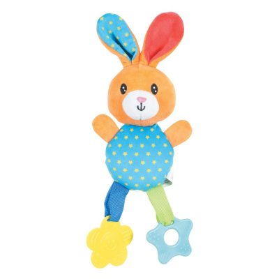 Игрушка для собак ZOLUX Радужный зайка плюшевая с пищалкой и элементами EVA, оранжевый, 29см