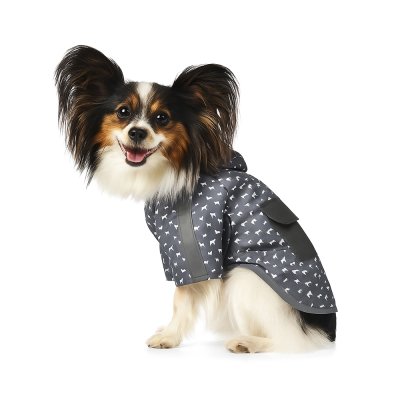 Дождевик для собак Foxie Rain серый с карманом р. S (длина спины 30см)