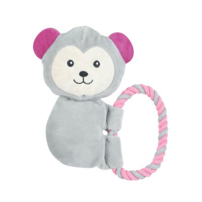 Игрушка для собак ZOLUX Игривая обезьянка тяни-толкая плюшевая с пищалкой 18см