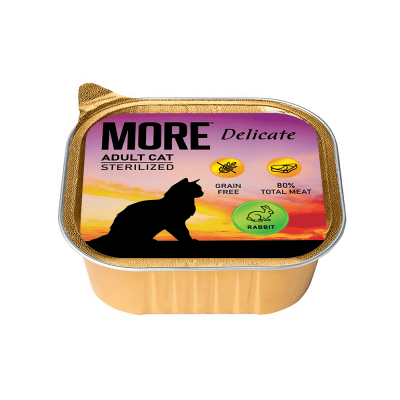 Корм для кошек MORE Delicate для стерилизованных, паштет с кроликом ламист. 100г
