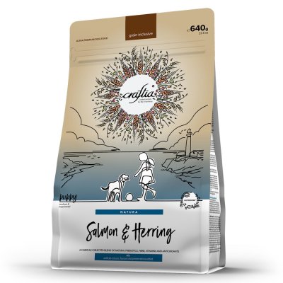 Корм для щенков CRAFTIA Natura для средних и крупных пород, из лосося и сельди сух. 640г