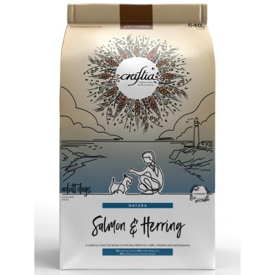 Корм для собак CRAFTIA Natura для миниатюрных и мелких пород, лосось с сельдью сух. 640г