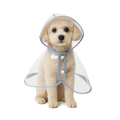 Дождевик для собак Foxie Rain прозрачный голубой р. M (длина спины 35см)