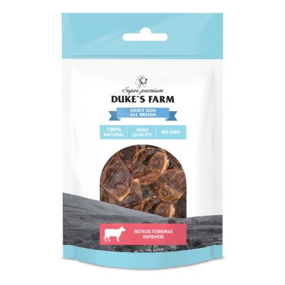 Лакомство для собак DUKE'S FARM Говяжье легкое вяленое 40г