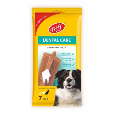 Лакомство для собак BIFF Dent Care жевательный снек для крупных пород, говядина 270г