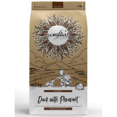 Корм для собак CRAFTIA Natura для миниатюрных и мелких пород, утка с фазаном сух. 2кг