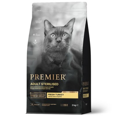 Корм для кошек PREMIER Cat для стерилизованных, свежее мясо индейки сух. 2кг