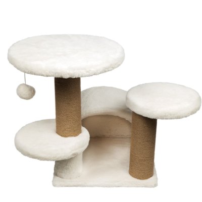 Дом-когтеточка для кошек DUBEX Сave с полочками белый 53x65x52см