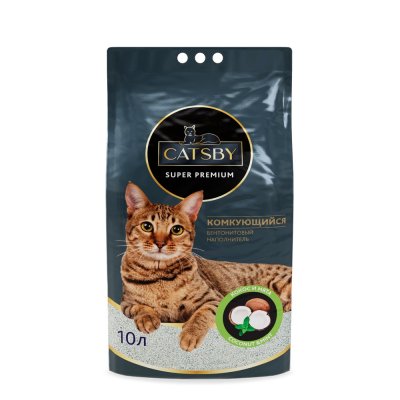 Наполнитель для кошачьего туалета CATSBY Coconut&mint комкующийся минеральный 10л
