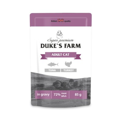 Корм для кошек DUKE'S FARM тунец, индейка в соусе пауч 85г