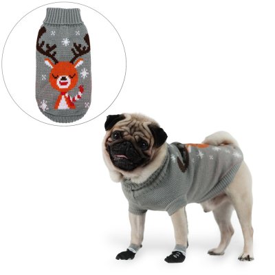 Свитер для животных Пижон &quot;Олень на сером&quot;, L (ДС 29см, ОШ 29см, ОГ 29-49см)