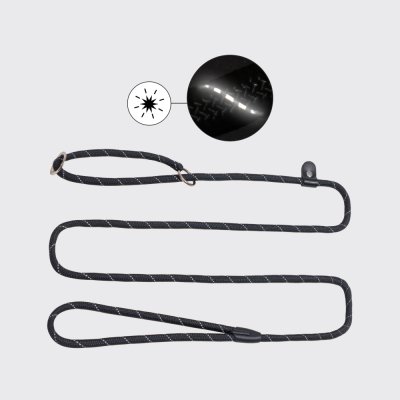 Rungo Поводок с ошейником-полуудавкой для собак Noose Reflect, длина 160 см, ширина 0,8 см, черный