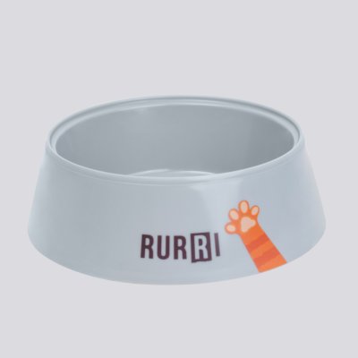 RURRI Миска пластиковая для кошек, 300 мл, диаметр 15 см, серая