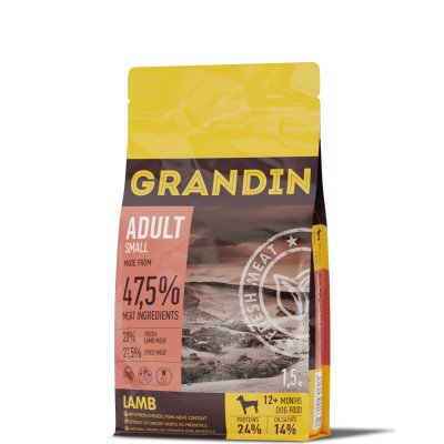 Grandin Fresh Meat Сухой корм для собак мелких пород, с ягненком, 1,5 кг