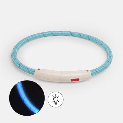 Rungo Ошейник светящийся круглый нейлоновый USB для собак, 45 см, голубой