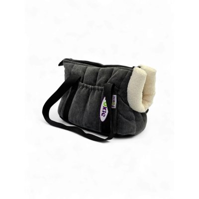 Сумка-переноска для животных Foxie Fuzzy extra 48х27х26см мягкая с мехом, серый гранит