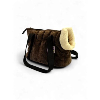 Сумка-переноска для животных Foxie Fuzzy extra 48х27х26см мягкая с мехом, орехово-коричневая