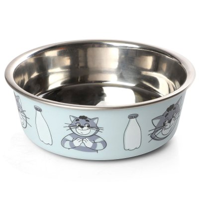 Triol Миска металлическая для кошек и собак Матроскин, 250 мл, диаметр 10 см, серый