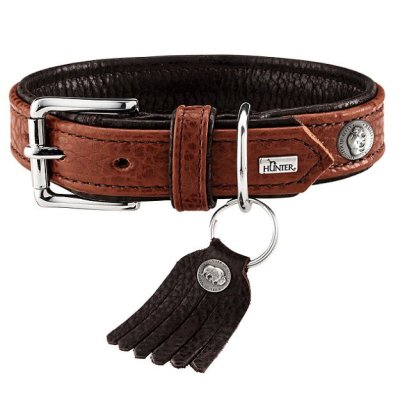 Ошейник для собак HUNTER Cody 45 (33-39см)/2,8 кожа бизона коньячный/темно коричневый