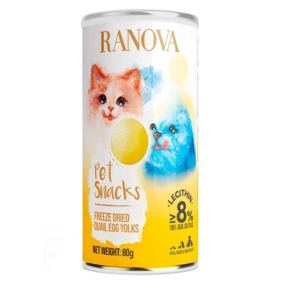 Лакомство для кошек и собак RANOVA Сублимированный желток перепелиного яйца, 80г