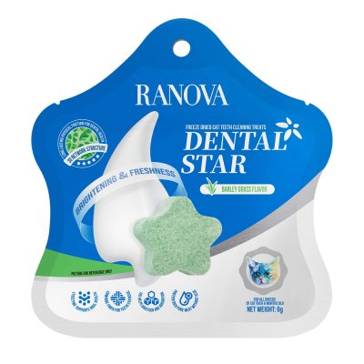 Лакомство для кошек RANOVA сублимированное Звёздочка для зубов с курицей и ячменем, 6г
