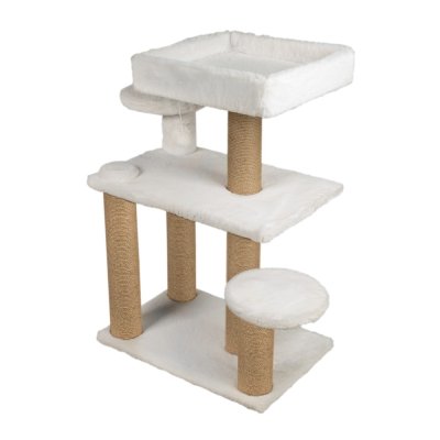 Когтеточка для кошек DUBEX Forest комплекс с лежанкой и полочками белый 56x83x91см
