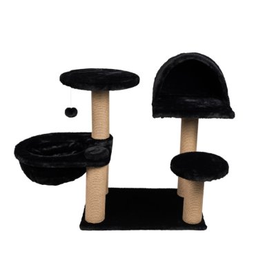 Когтеточка для кошек DUBEX Сave комплекс с домиком и гамаком черная 65x108x75см