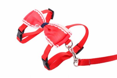 Ошейники, шлейки WOGY Набор для кошек из поводка и шлейки с бантиком, в ассортименте (70 г)