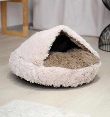 Лежаки Tappi лежаки Лежак круглый "Эльтанин" с карманом, бежевый (50х50х17 см)