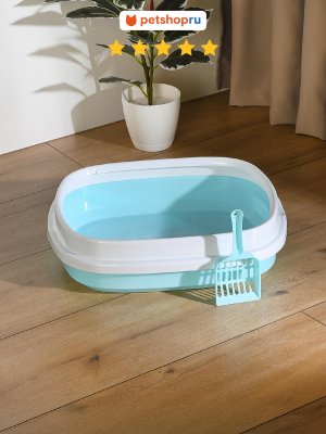 Лотки PETSHOP Туалет лоток с совком для кошек, 46,5 см (зеленый)