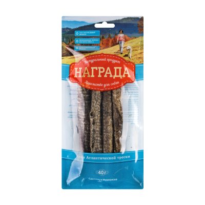 Награда Лакомство Кожа атлантической трески для собак, 40 гр.