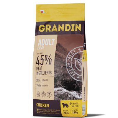 Grandin Fresh Meat Сухой корм для собак крупных и гигантских пород с курицей,12 кг