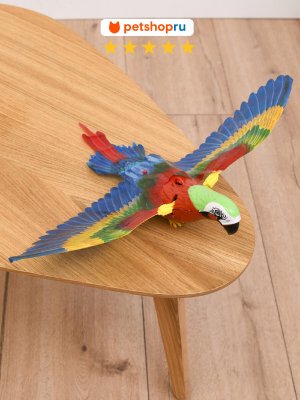 Игрушки PETSHOP Игрушка для кошек интерактивная "Летун", попугай, 42 см (42 см)